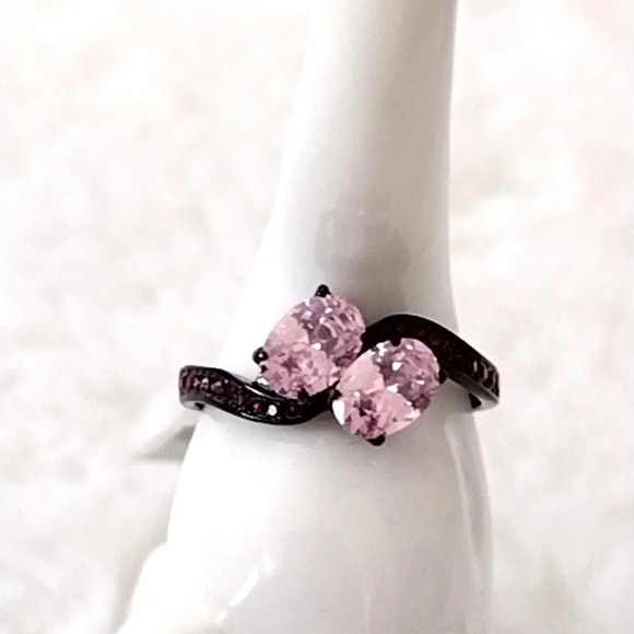 Women's Pink Stone Cocktail Ring Hypoallergenic Stainless Steel - Picture 3 of 12